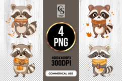 Autumn Raccoon Clipart Sublimation PNG Product Image 1