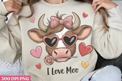 I love moo PNG, Coquette Valentines Day Sublim Product Image 2