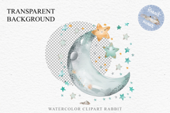 Watercolor Children Moon Stars Smiling Toddler Kids Clipart Product Image 2