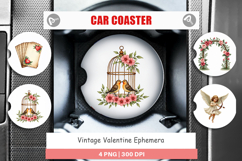 Vintage Valentine Ephemera Car Coaster Product Image 1