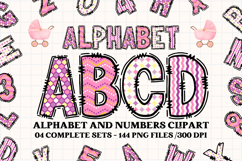Baby Girl Alphabet, baby girl letters doodle, baby clipart Product Image 1