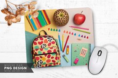 Leopard Print Apple with Colorful School Supplies Mouse Pad Product Image 1