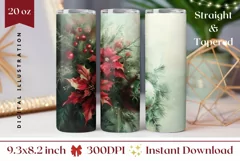 Watercolor Christmas Tumbler, Christmas Tree Tumbler PNG Product Image 1