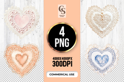 Vintage Lace Heart Doily Clipart Sublimation PNG Product Image 1