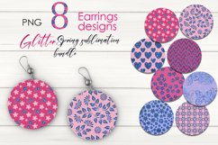 Round earrings SPRING glitter design BLUE and ROSE bundle Product Image 1