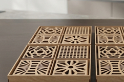 Geometric Wood Drink Coasters Set with Storage Box Laser Cut Product Image 2