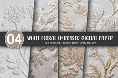 White Floral Embossed Digital Paper Product Image 1