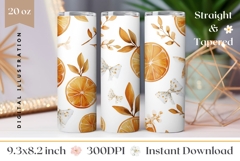 Watercolor Oranges Tumbler Design, Bows Tumbler Template Product Image 1