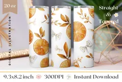 Watercolor Oranges Tumbler Design, Bows Tumbler Template Product Image 1