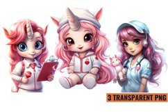 Unicorn Nurse Clipart, Unicorn Clipart, Unicorn Sublimation Product Image 1