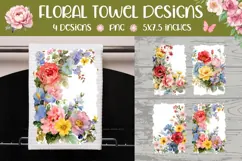 Floral Towel Designs, Watercolor Wildflowers Towel Kitchen Product Image 1