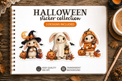 Cute Halloween Bunny Stickers Witch Pumpkin Ghost Product Image 1