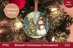 Watercolor Christmas Ornament, Christmas Snowman Ornament Product Image 1