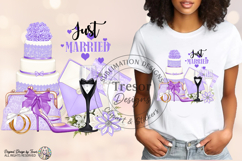Purple Just Married Wedding PNG Bride Clipart Design Product Image 3