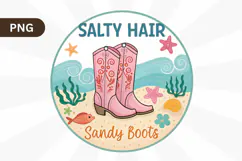 Salty hair sandy boots PNG, Beach PNG Sublimation Design Product Image 1