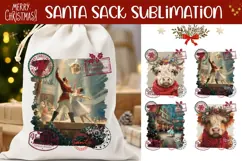 Cartoon Christmas Cow Santa Sack, Christmas Santa Sack PNG Product Image 1