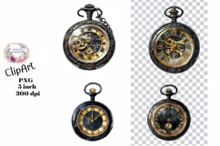 Gothic, Pocket Watch, Ephemera, PNG, Clipart, Watercolor Product Image 1