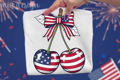 Patriotic Cherry PNG 4th Of July American Flag Sublimation Product Image 1