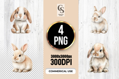Cute Baby Bunny Watercolor Clipart Sublimation PNG Product Image 1