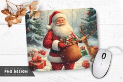 Smiling Santa in a Snowy Forest Mouse Pad PNG Design Product Image 1