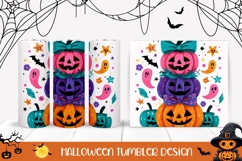 Colorful Halloween Pumpkins Tumbler, Cartoon Halloween Print Product Image 1