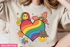 Rainbow Heart and Autism PNG, Autism Sublimation PNG Product Image 2