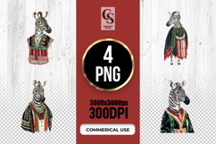 Zebra Traditional Costume Watercolor Clipart Sublimation PNG Product Image 1