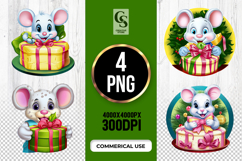 Cute Mouse With Gift Box Clipart Sublimation PNG Product Image 1
