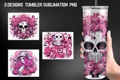 Halloween Pink Tumbler Wrap Sublimation Designs Product Image 1
