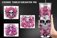 Halloween Pink Tumbler Wrap Sublimation Designs Product Image 1