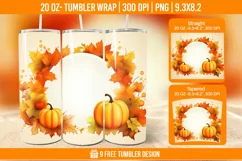 Pumpkin Tumbler Sublimation Wrap, 20 oz Fall Tumbler Wrap Product Image 1