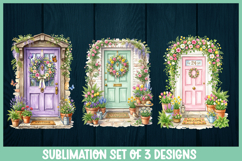 3 Spring floral front doors PNGs Product Image 1