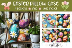 Floral Easter Pillowcase Template, Easter Eggs Pillow Print Product Image 1