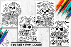 Cute skeleton Halloween coloring pages, Pirate png Product Image 1