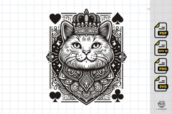 King Cat Playing Card - Regal Line Art Illustration Product Image 1