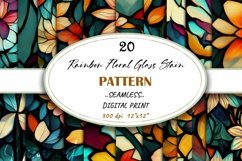 Rainbow Floral Glass with Stain Seamless Digital Paper Product Image 1