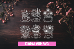 6 Vintage floral teacups SVG Product Image 1
