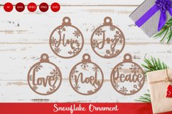 Christmas Baubles with Text and Snowflakes Design SVG Product Image 1
