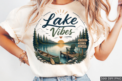 Lake Vibes Canoe Sunset Nature Camping PNG Design Art Product Image 1