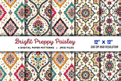 Bright Preppy Paisley Digital Paper JPG Product Image 1