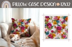 Cartoon Flowers Pillow PNG, Rustic Pillow Case, Flowers PNG Product Image 1