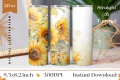 Sunflowers Tumbler Design, Watercolor Sunlowers Sublimation Product Image 1