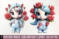 Unicorn Nurse Clipart, Unicorn Nurse Sublimation Product Image 1