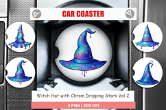 Car Coaster Chrome Star Witch Hat Product Image 1
