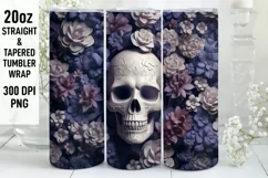 3D Skull Flowers Tumbler Sublimation Wrap | 3D Tumbler wrap Product Image 1