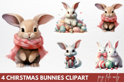 Chirstmas Bunnies Clipart PNG Product Image 1