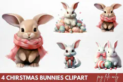 Chirstmas Bunnies Clipart PNG Product Image 1