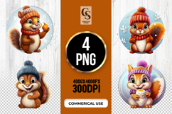 Cute Winter Squirrel Clipart Sublimation PNG Product Image 1