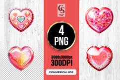 Shiny Glass Heart Clipart Sublimation PNG Product Image 1