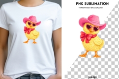 Cute Cowgirl Chick PNG | Western Baby Chicken with Pink Hat Product Image 2